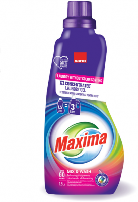 Detergent gel Sano Maxima mix & wash, concentrat pentru rufe, 60 spalari, 1.5L